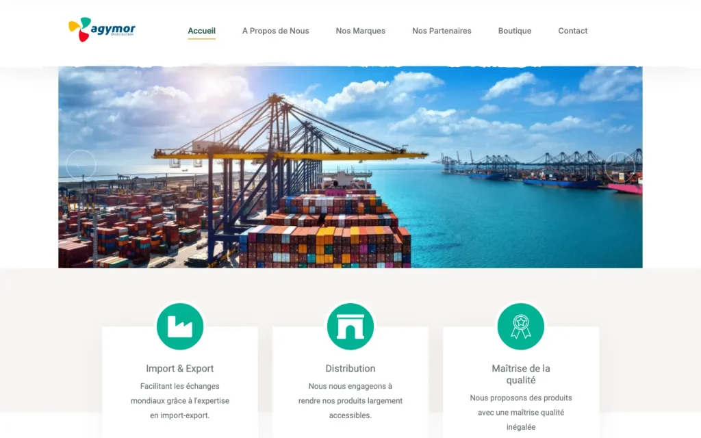 Aperçu du site Agymor Distribution sur ordinateur