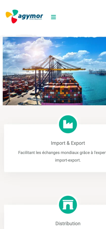 Aperçu du site Agymor Distribution sur mobile