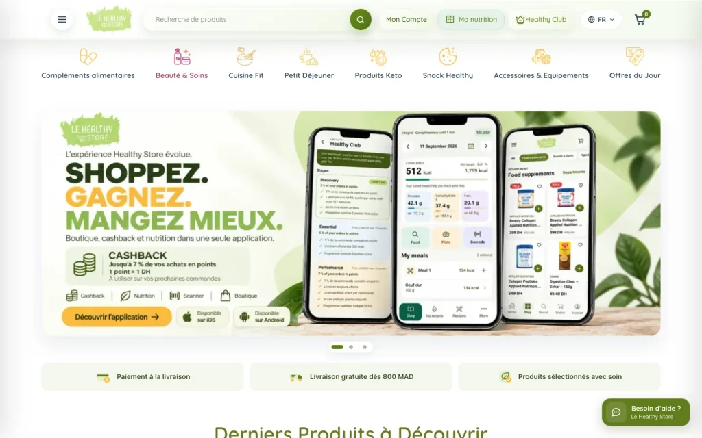 Aperçu du site Le Healthy Store sur ordinateur
