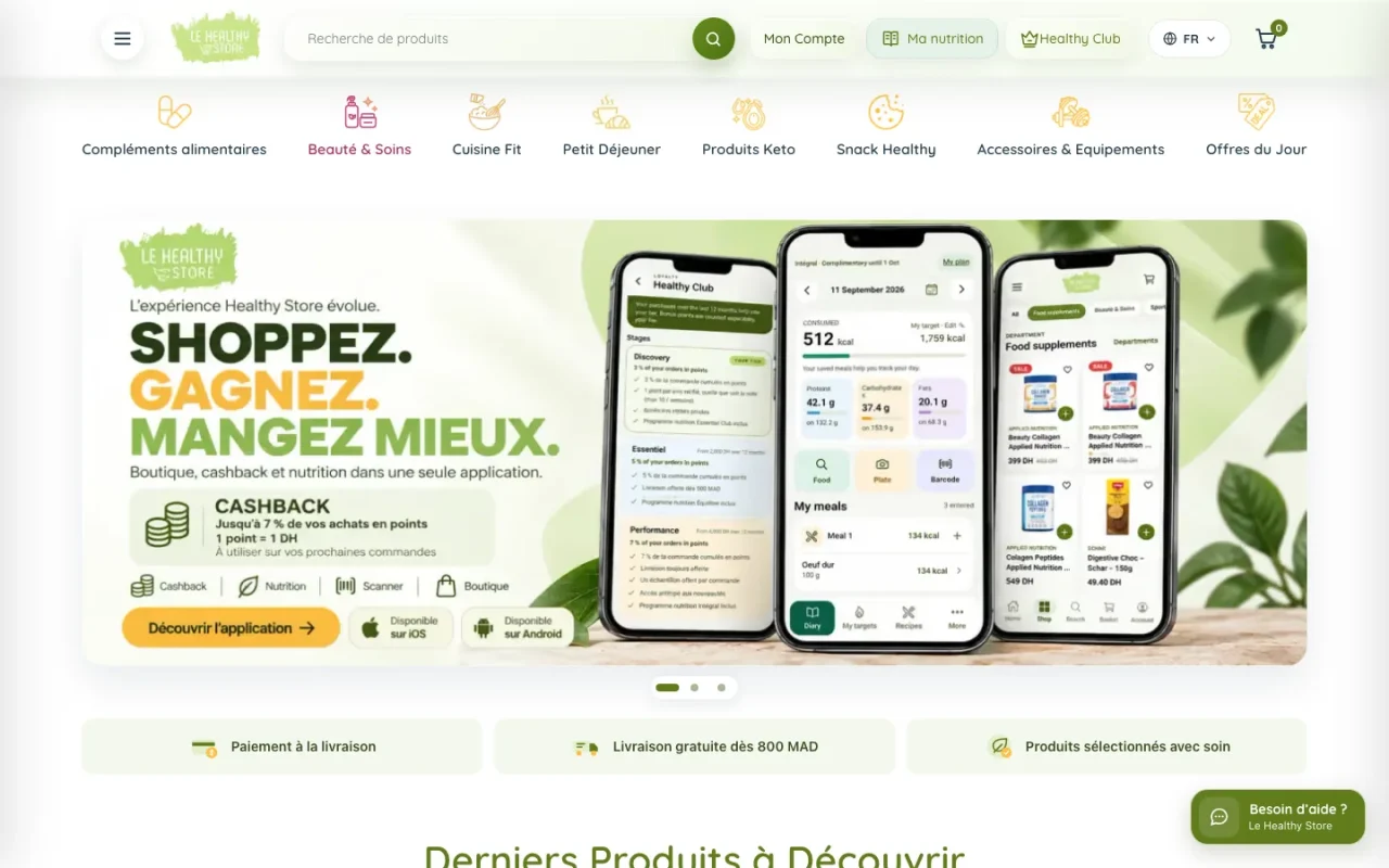 Aperçu du site Le Healthy Store sur ordinateur
