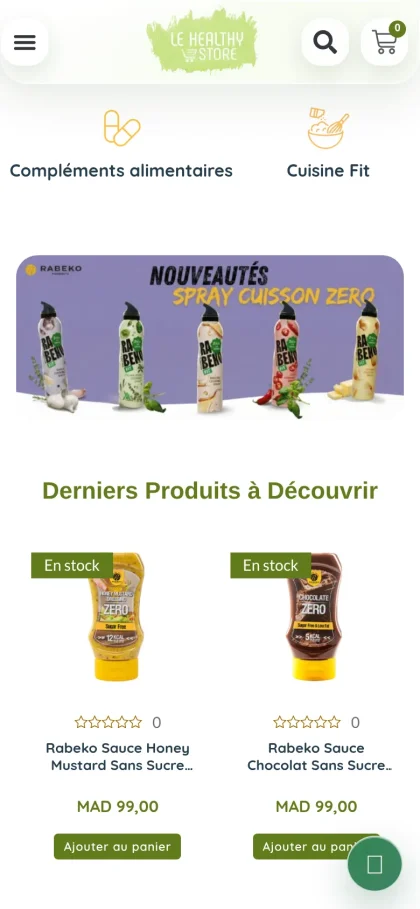 Aperçu du site Le Healthy Store sur mobile