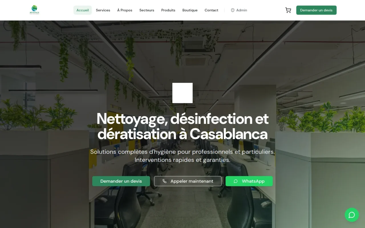 Aperçu du site NovaPace sur ordinateur