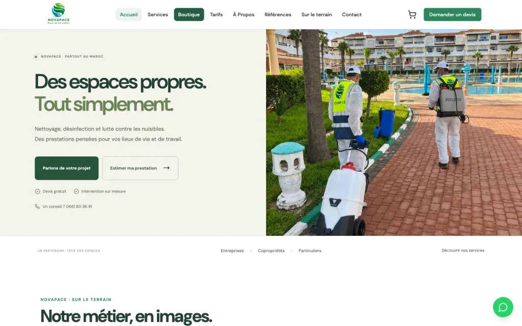 Aperçu du site NovaPace sur ordinateur