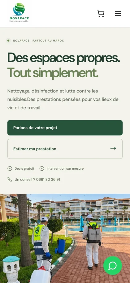 Aperçu du site NovaPace sur mobile