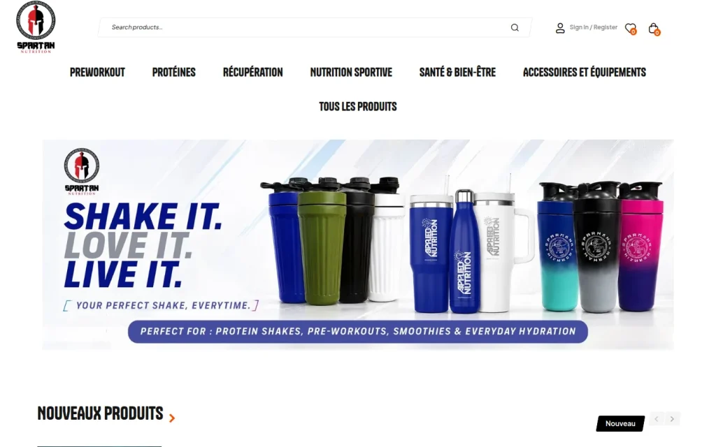 Aperçu du site Spartan Nutrition sur ordinateur