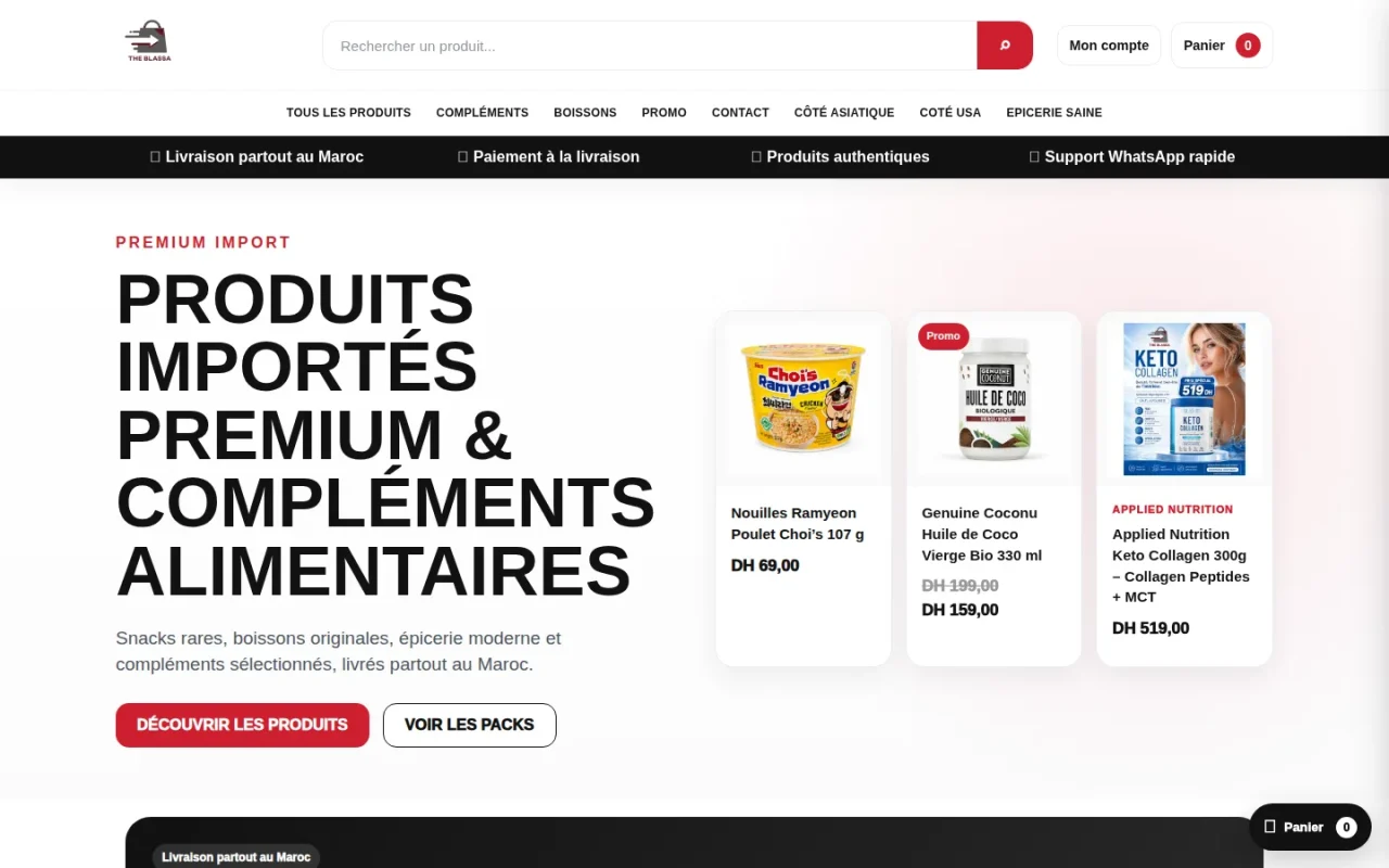 Aperçu du site The Blassa sur ordinateur