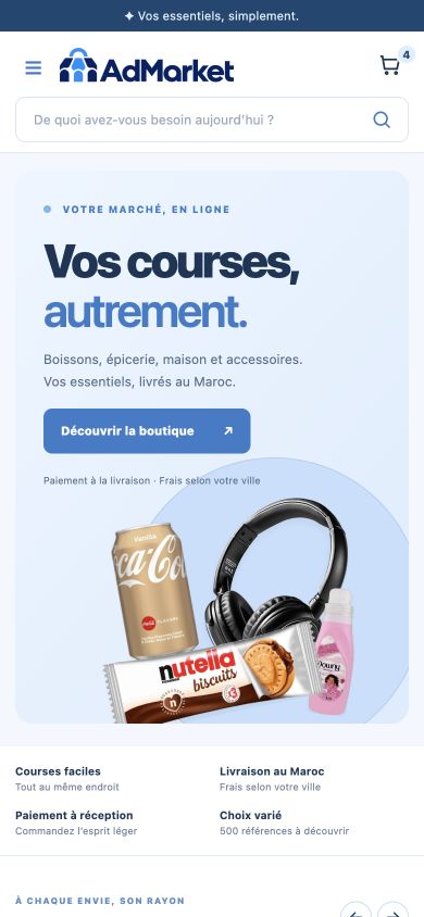 Aperçu du site AdMarket sur mobile