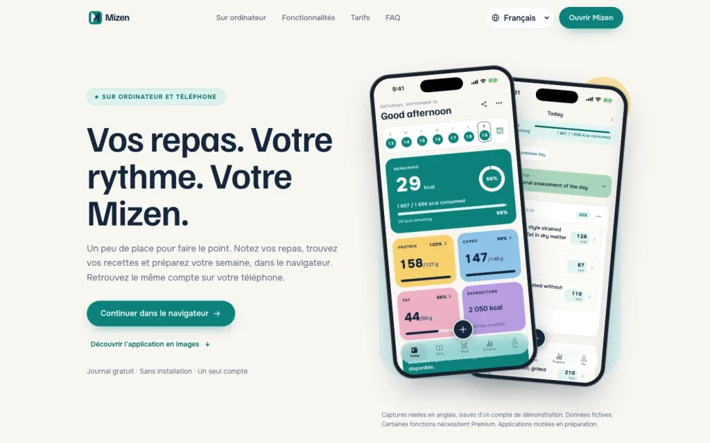 Aperçu du site Mizen sur ordinateur