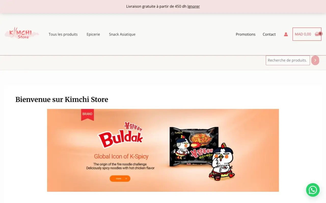 معاينة موقع Kimchi Store على الحاسوب
