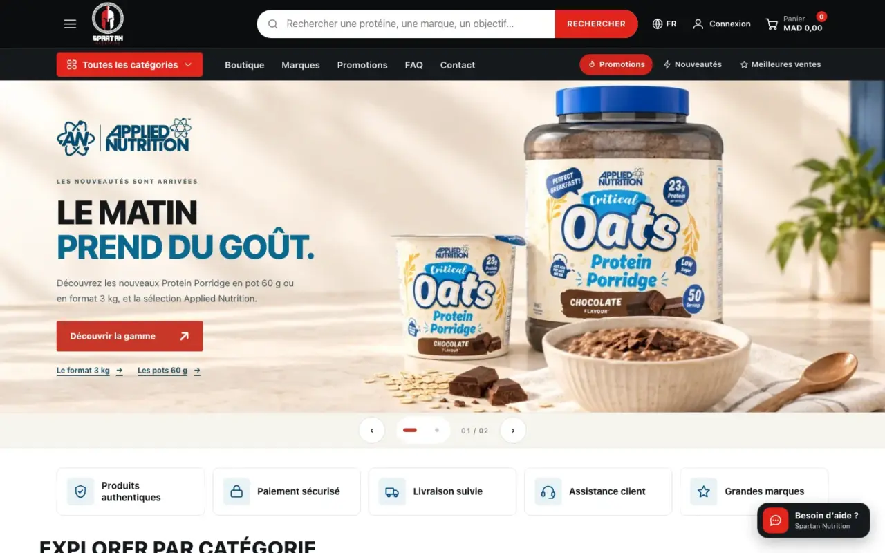 معاينة موقع Spartan Nutrition على الحاسوب