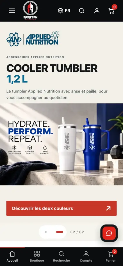 معاينة موقع Spartan Nutrition على الهاتف